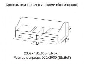 Кровать одинарная с ящиками (Без матраца 0,9*2,0) в Верхнем Уфалее - verhnij-ufalej.magazin-mebel74.ru | фото